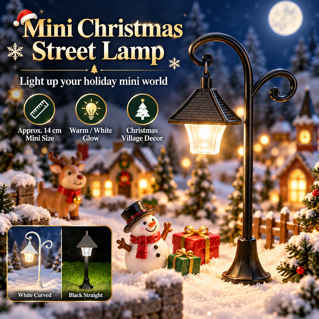 Mini Poste de Luz LED para Mini Jardim e Maquete Luminária Decorativa em Miniatura com Luz Quente e Branca Acessório par