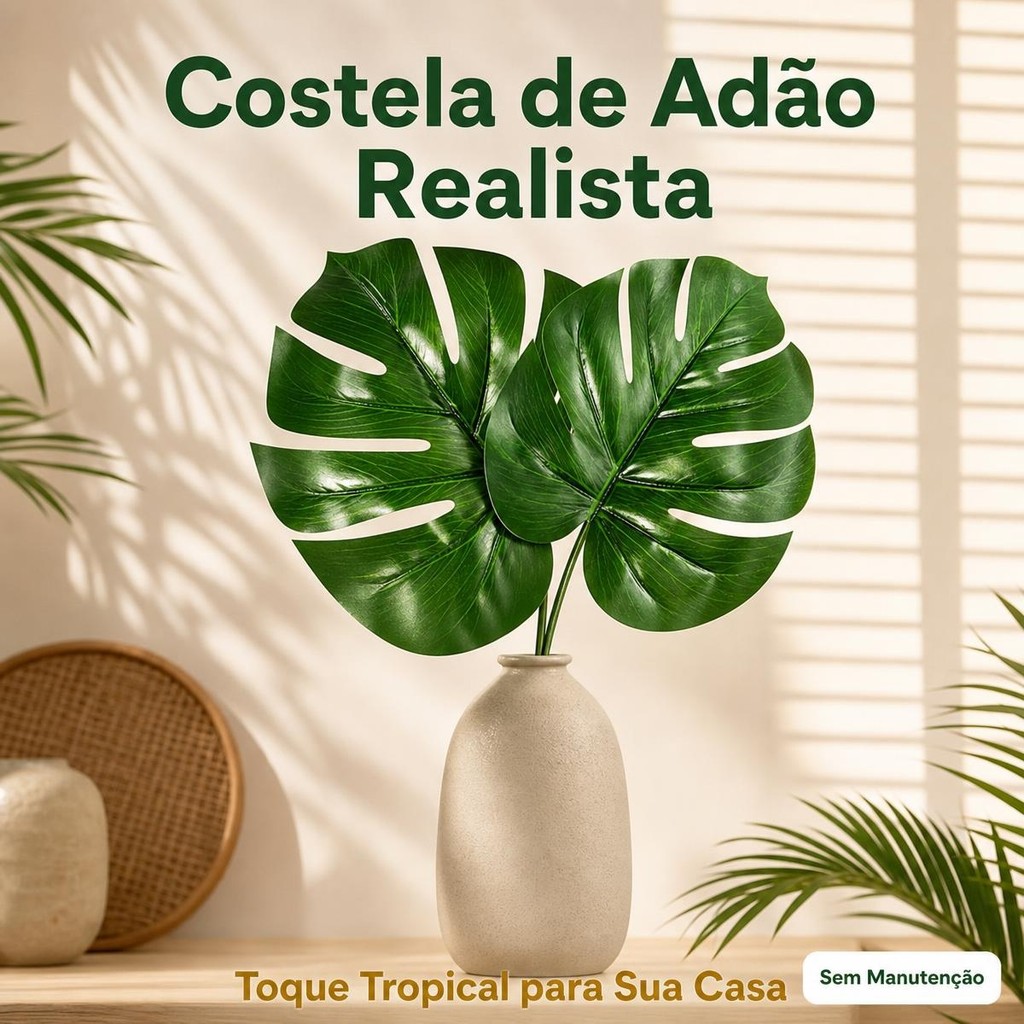 KIT 10 Folha Artificial Verde Planta, Folhas Artificiais Para Decoração, Folha Artificial Decoração