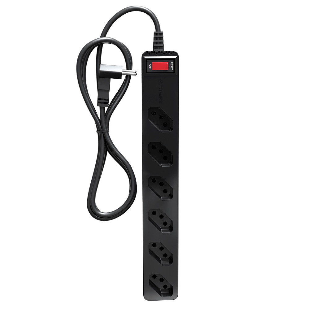 iCLAMPER Energia 6 Tomadas LCF Preto Filtro de Linha e Protetor Elétrico DPS Bivolt