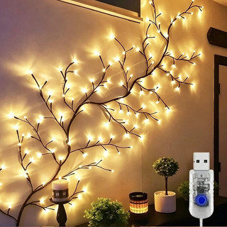 Luzes De Videira De Ramo De LED Dobráveis Flexíveis , Corda De Guirlanda De Suspensão De Parede , Lâmpada Ambiente Român