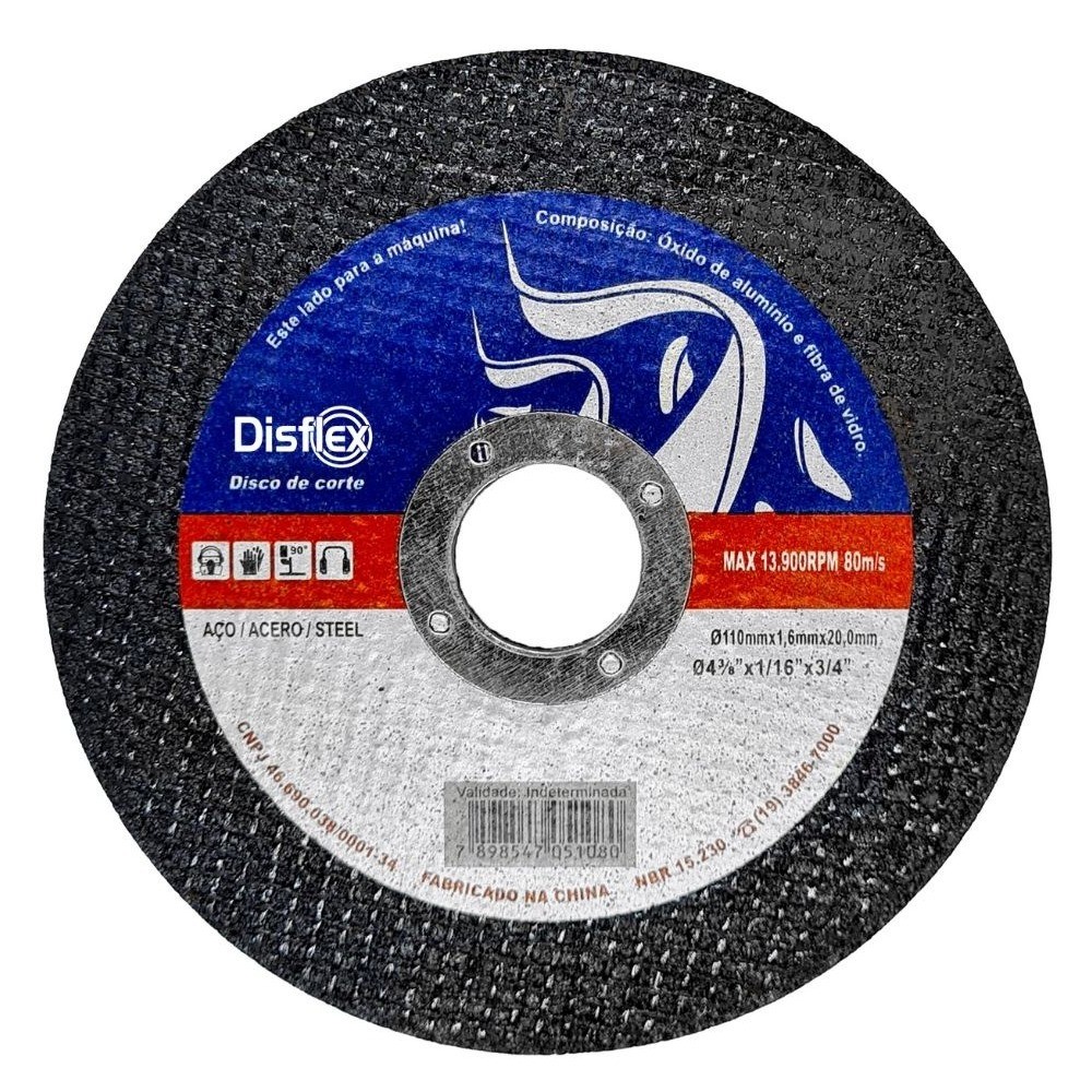 Disco de corte para metal 4.1/2" x 3/32" x 7/8" - 14.047 Disflex