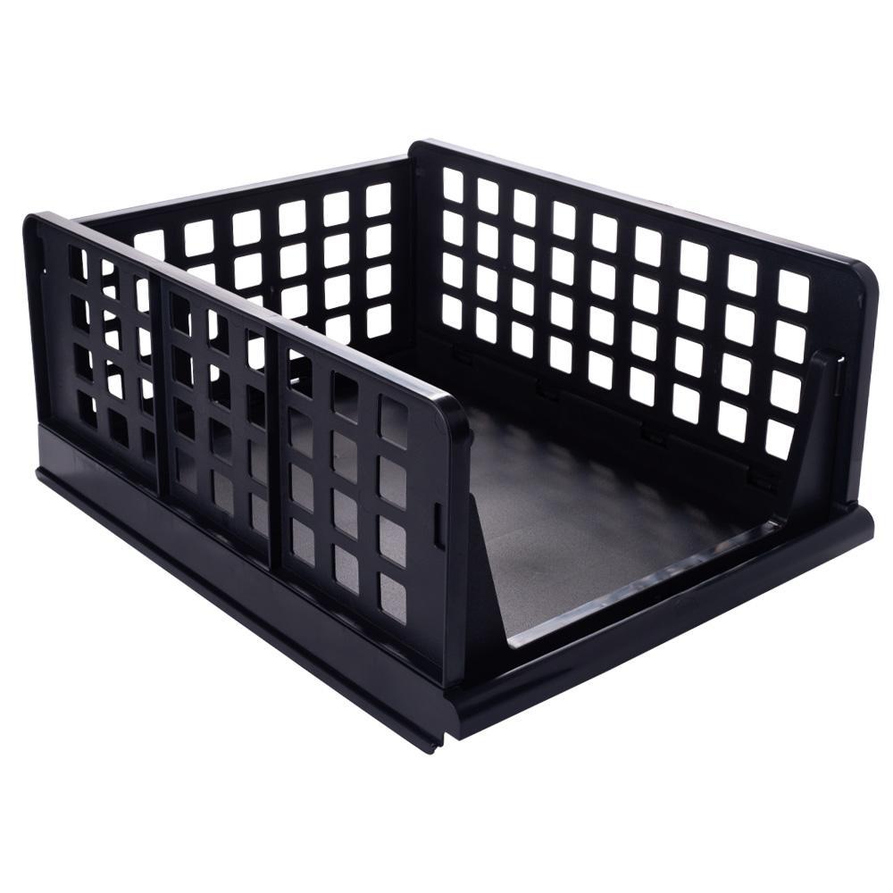 Organizador Alto Dobrável Empilhável Multiuso Armário Cozinha Sapato Banheiro Compacto Preto Plasútil