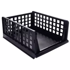 Organizador Alto Dobrável Empilhável Multiuso Armário Cozinha Sapato Banheiro Compacto Preto Plasútil