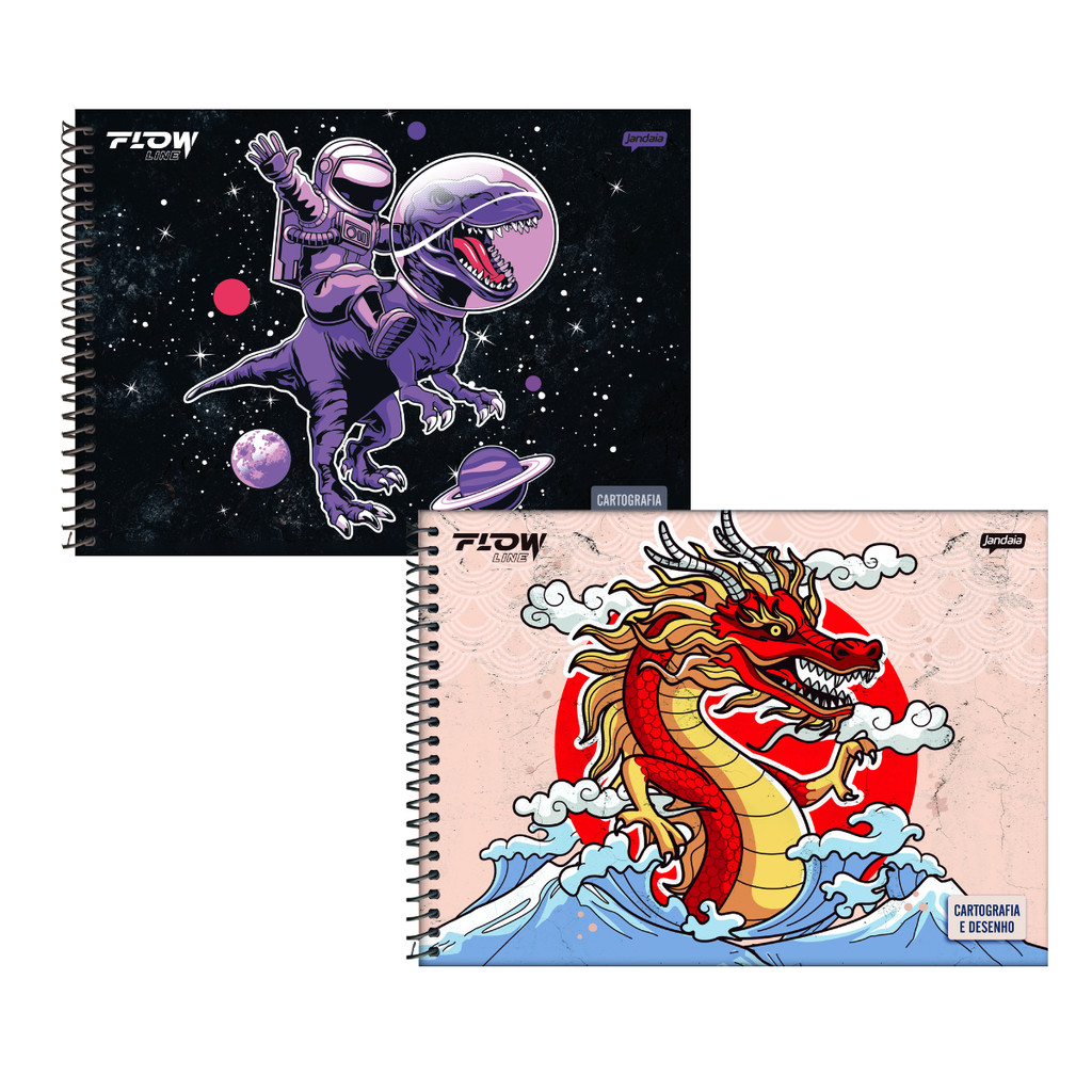 Kit com 2 Cadernos De Desenho 80 Folhas Flow - JANDAIA