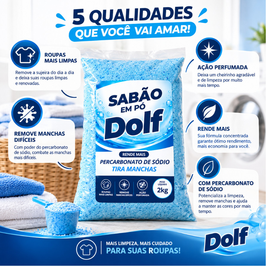 Sabão em Pó com Percarbonato de Sódio Tira Manchas para Roupas Brancas Limpeza Profunda 800g 2kg