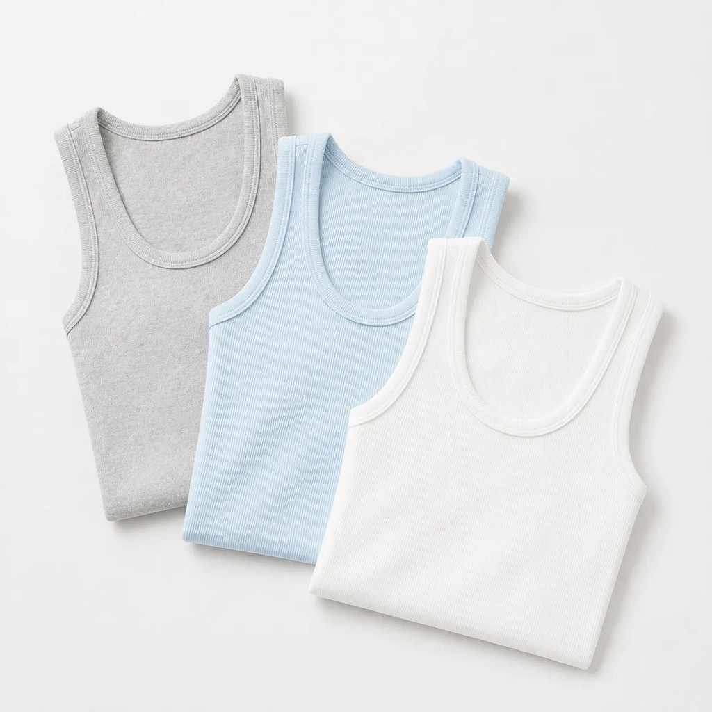 Kit 3 Regatas Femininas Canelada Básica Cores Sortidas Regatinha Blusinha Verão