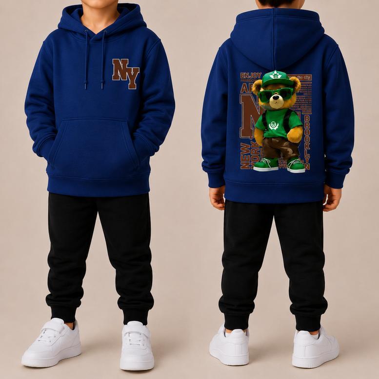 Kit Conjunto Masculino infantil Com Gorro Moletom Masculino Casaco Masculino Estiloso flanelado