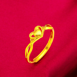 Vietnã areia ouro senhoras aberto feminino areia ouro jóias anel amor pêssego coração jóias amor coração anel senhoras