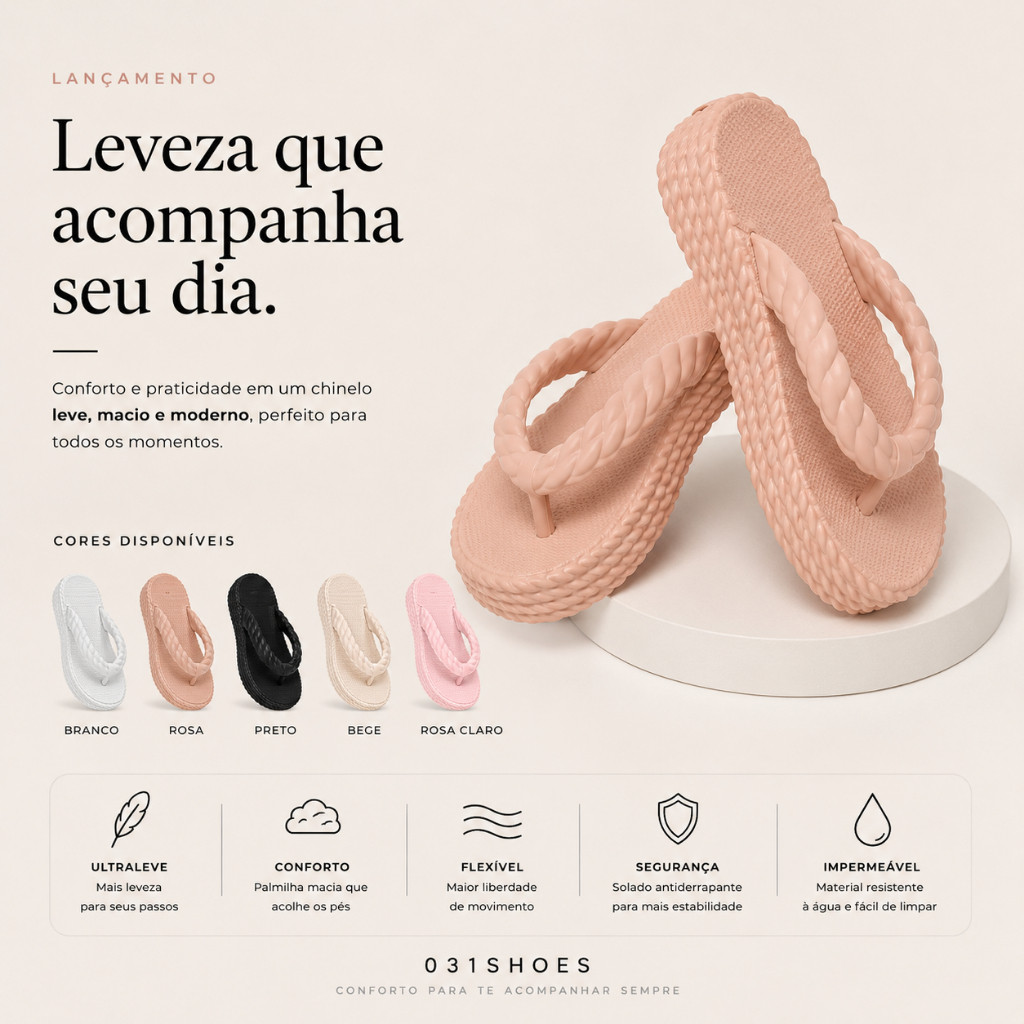 Chinelo Tamanco Flatform Corda Naval Trançada Feminino Plataforma Confortável Leve