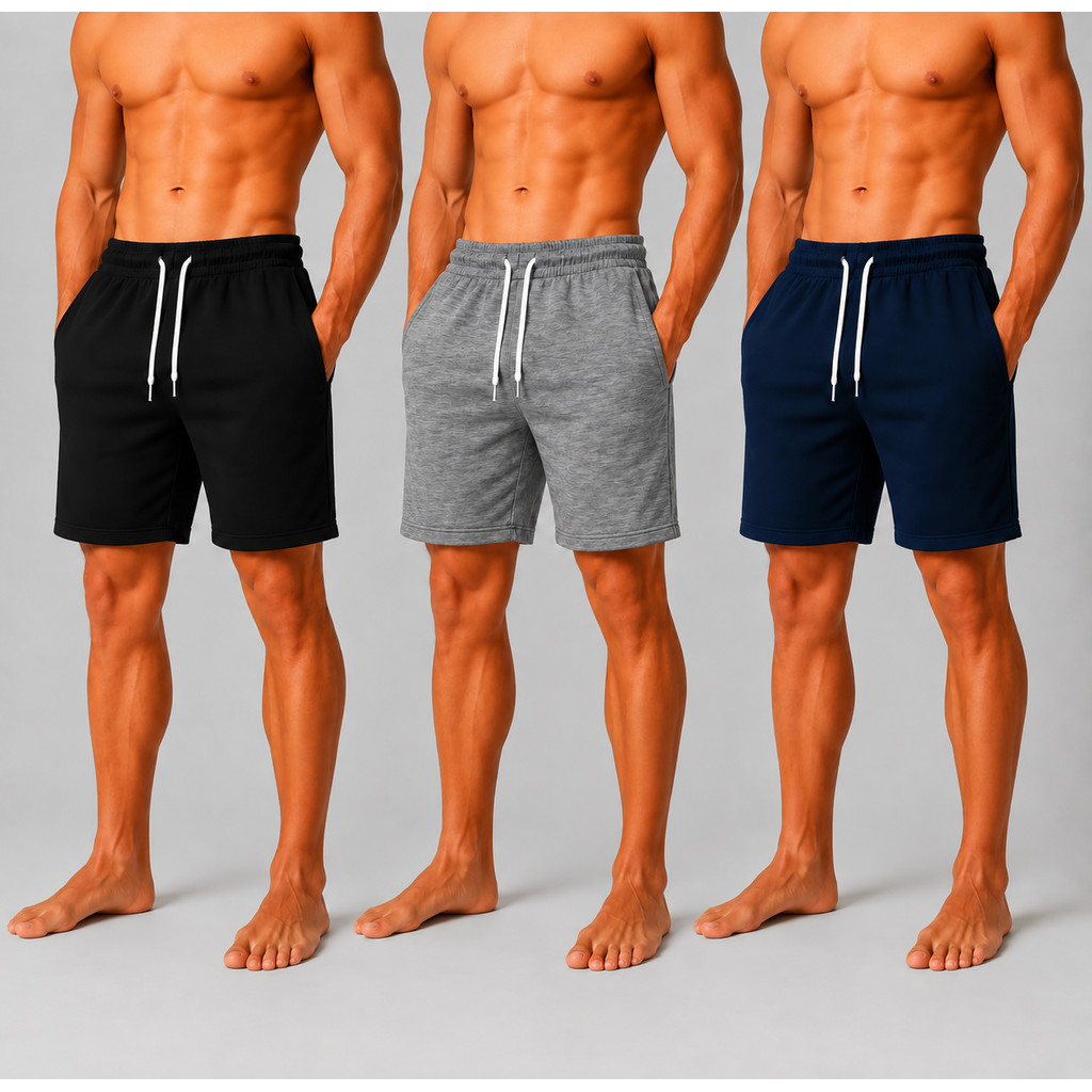 Kit 3 Bermudas Masculinas Moletom Academia Musculação Treino Corrida Fitness Esporte com Bolsos — imagem 2 de 2