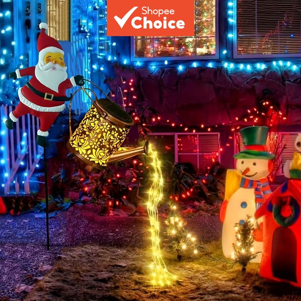 Um Conjunto De Luzes Solares De Natal Para Exteriores Com Padrão De Papai Noel E Renas , De Corda De Fadas LED Brancas O