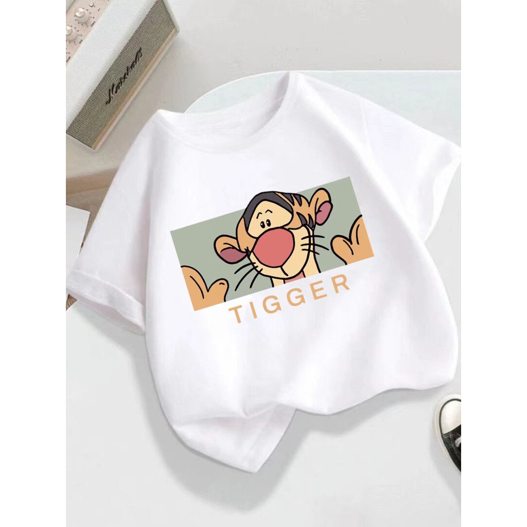 100% algodão meninos meninas camiseta de manga curta crianças verão tigre impressão bebê camiseta dos desenhos animados 