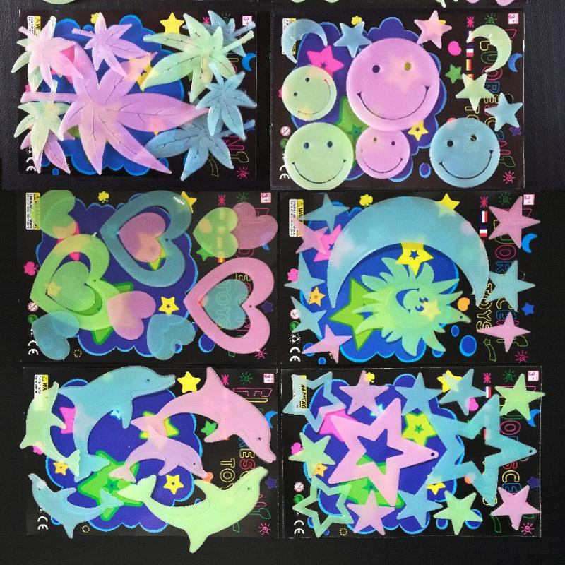 Estrela luminosa adesivos de parede dos desenhos animados adesivos luminosos quarto das crianças decorações da parede te
