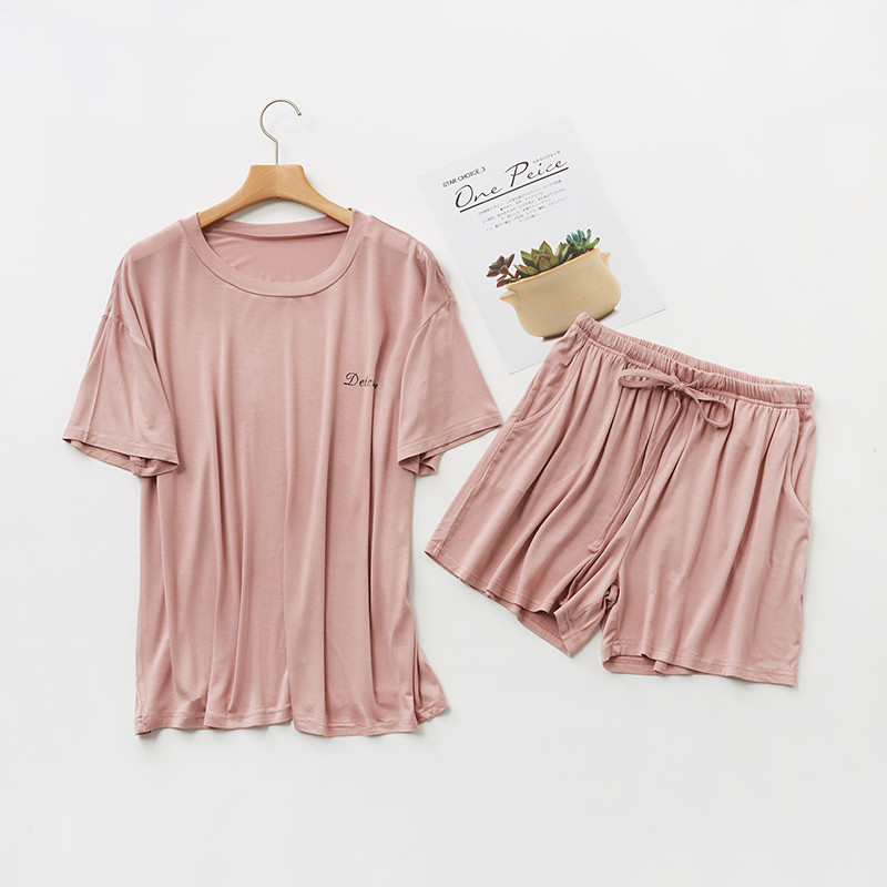 Verão Modal terno feminino pijamas de duas peças verão fino Casual bonito estilo japonês Outing Homewear terno
