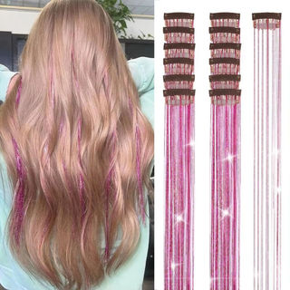 Conjunto de 12 apliques de cabelo com lantejoulas, apliques de cabelo com lantejoulas resistentes a altas temperaturas, 