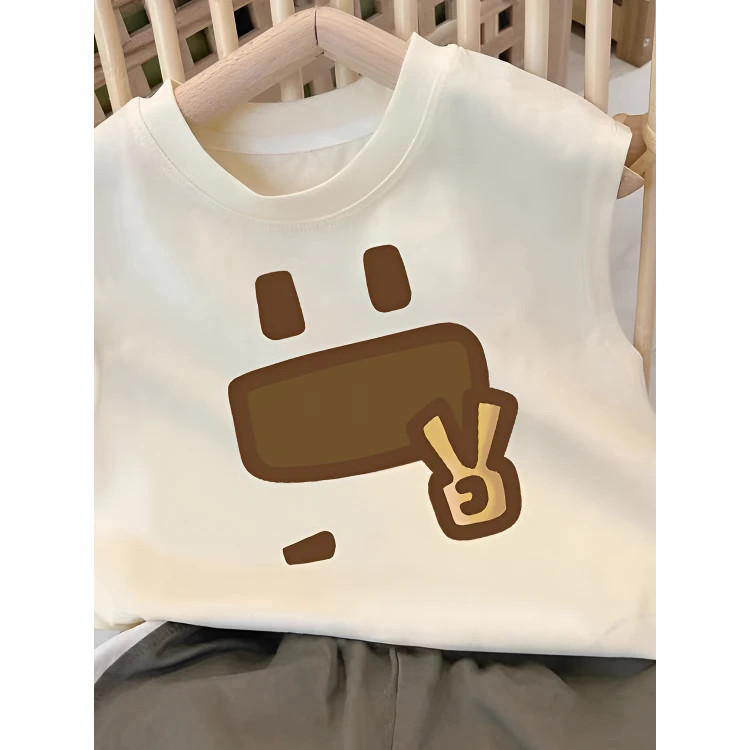 Crianças sem mangas camiseta verão meninos meninas puro algodão pequeno colete meninos bebê dos desenhos animados impres