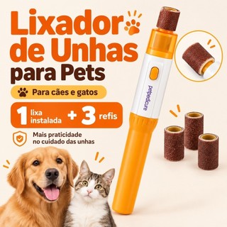 Lixador Elétrico de Unhas para Cães e Gatos Pet Pedicure + 3 Refis