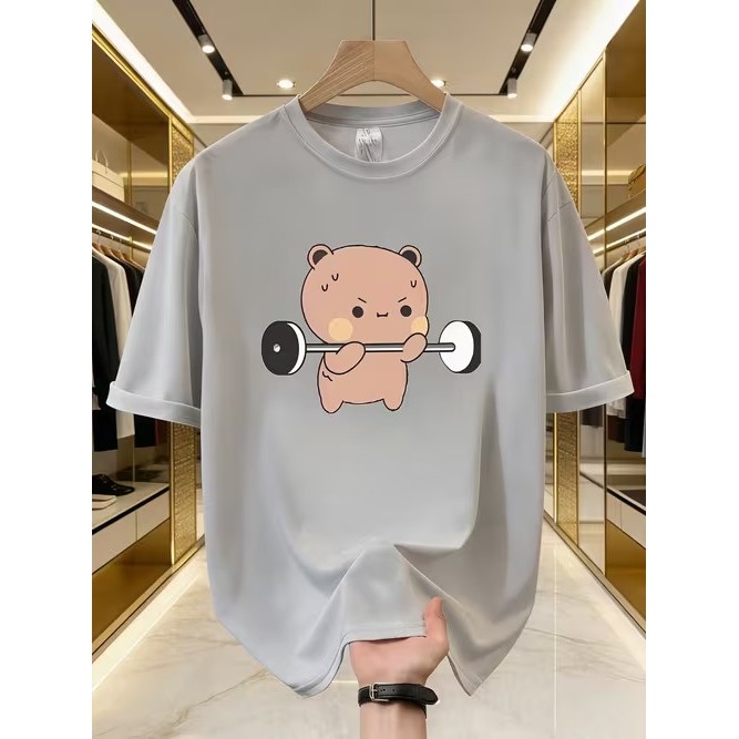 Camiseta Manga Curta Estampada Urso Fofo Divertida Confortável Linda Moderna Estilosa Casual para Moda Verão Tendência