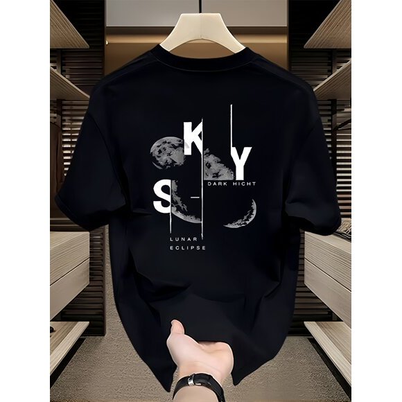 Camiseta Manga Curta Estampada Lua Moderna Confortável Estilosa Premium para Uso Casual Moda Tendência Verão