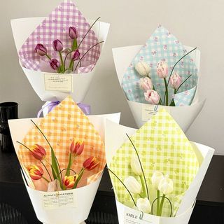 Treliça rosa papel de embrulho primavera tulipa pacote flor papel atmosfera papel de embrulho impressão dupla face papel