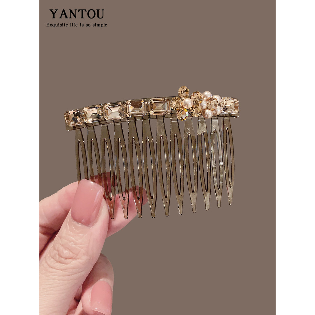 Luz de luxo Retro cheio de diamante cristal de cabeça para baixo pente moda fofo grampo de cabelo de alta qualidade eleg