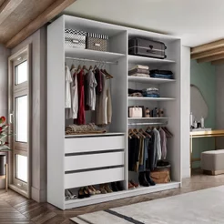 Closet Solteiro 100% MDF BP 159,5cm 3 Gavetas Monreale Branco Branco
