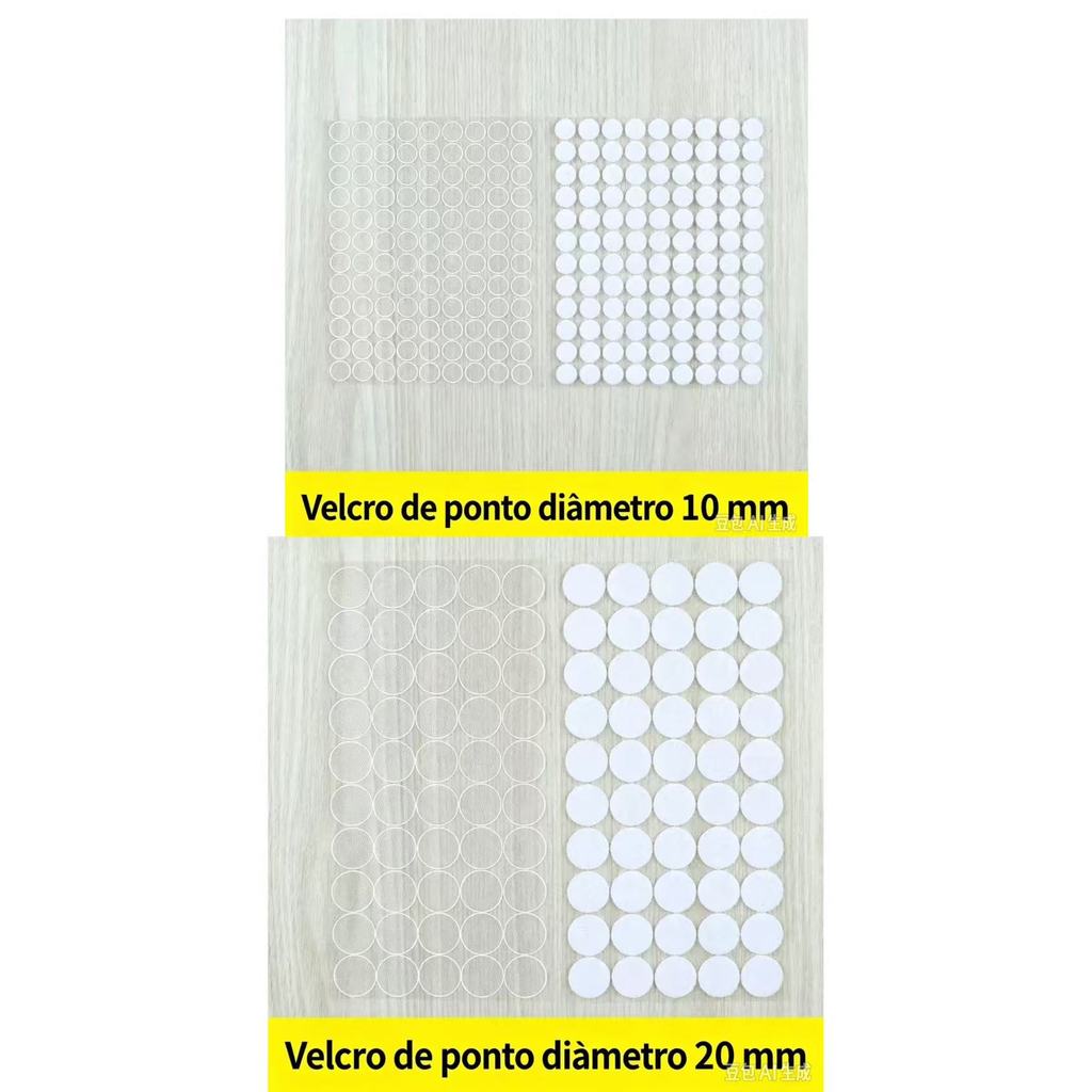 Kit 500 Pares Velcro Adesivo Redondo 10mm/20mm Fecho de Contato Artesanato Papelaria — imagem 2 de 2
