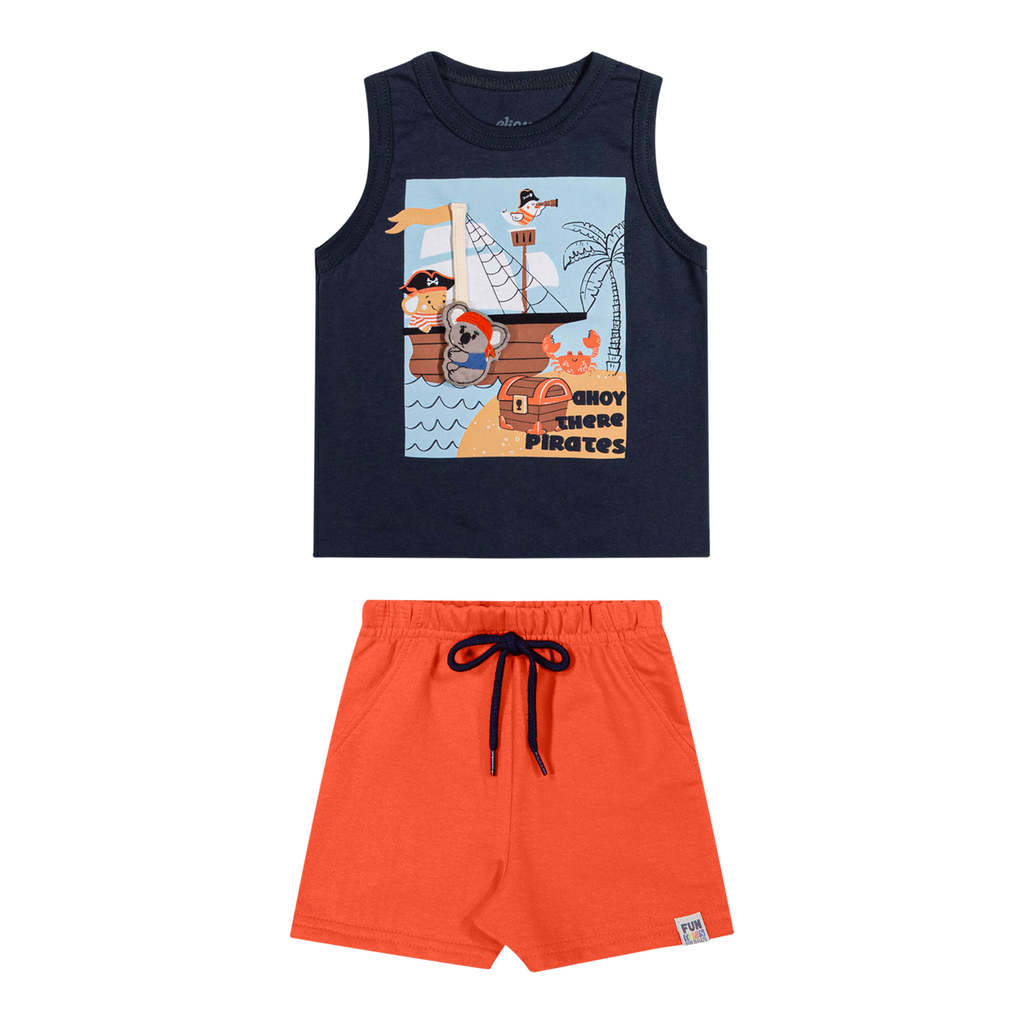 Conjunto Bebê Menino Pirata Interativo Elian Azul — imagem 2 de 2