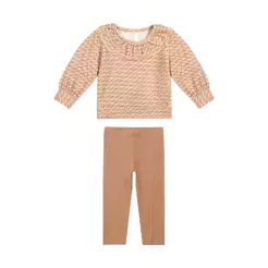 Conjunto Longo Bebê Menina Pied de Poule Colorittá Marrom