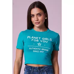 Blusa Cropped Since 1997 Planet Girls Verde
