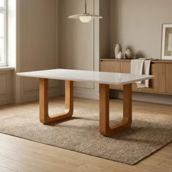 Mesa de Jantar 6 Lugares Jazz 180x90cm em MDF Cinamomo/Off White Yescasa Marrom
