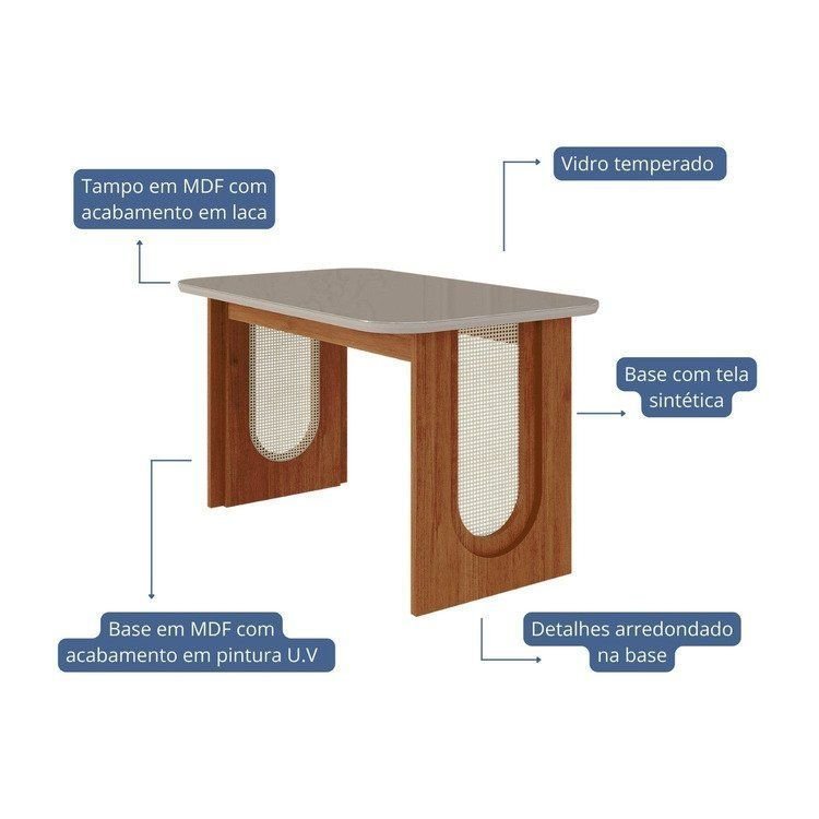 Escrivaninha Mesa Escritório MDF Tampo de Vidro 130cm Valentina Marrom — imagem 2 de 2