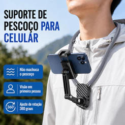 Suporte de Pescoço Ajustável para Celular POV Gravação em Viagens Caminhadas Ciclismo e Aventuras