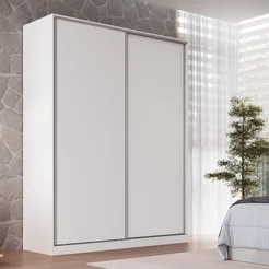 Guarda-Roupa 2 Portas de Correr 3 Gavetas Zira Branco Branco