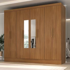 Guarda-Roupa Casal 100% MDF com Espelho 8 Portas 4 Gavetas Jatobá Yescasa Cinamomo Cinamomo