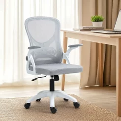 Cadeira Escritório Diretor Office Columbus com Tela Mesh Branco/Cinza Rivatti Branco/Cinza