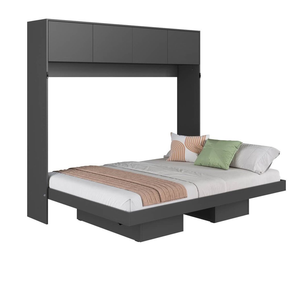 Cama Casal Articulável Horizontal com Portas 140 Hanover Yescasa Cinza/Grafite Grafite · foto 2