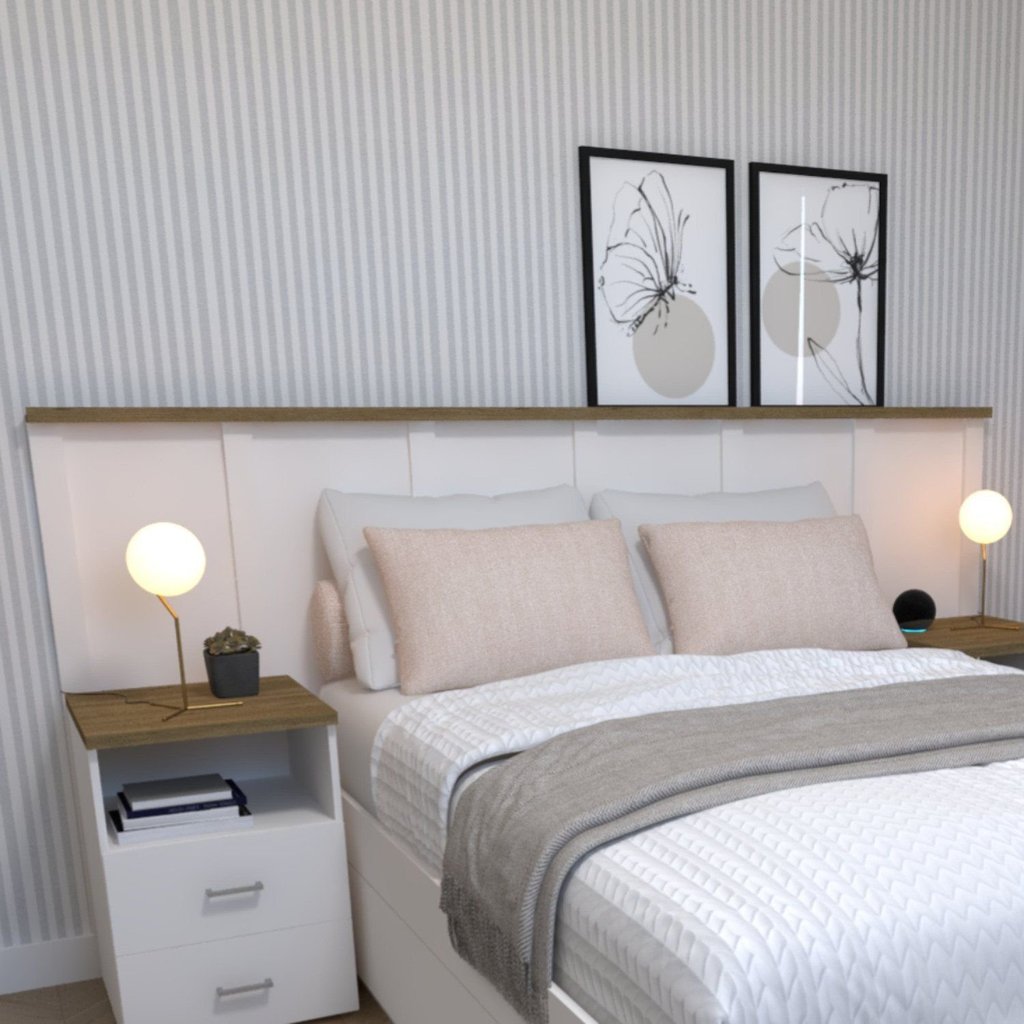 Cabeceira para Cama Casal Mista Branco Casal