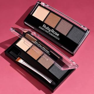 Ruby Rose Paleta de Sombra para Sobrancelhas 4 Cores Preenchimento Correção Definição Maquiagem Diária e Especiais