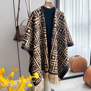 Fonte xale imitação de caxemira vários estilos com grande grade Jacquard manto xale cachecol feminino