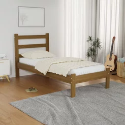 Cama Solteiro Luiza Rústica 100% Madeira Maciça Marrom/Envelhecido