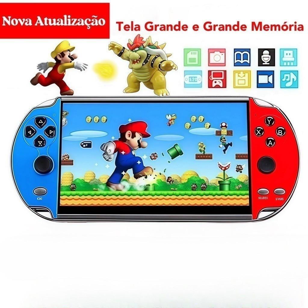 2025 Videogame Portatil Tela 4.8/4.3" +10000 Jogos Retro 8/16GB, Console de Mão Memoria Expansivel