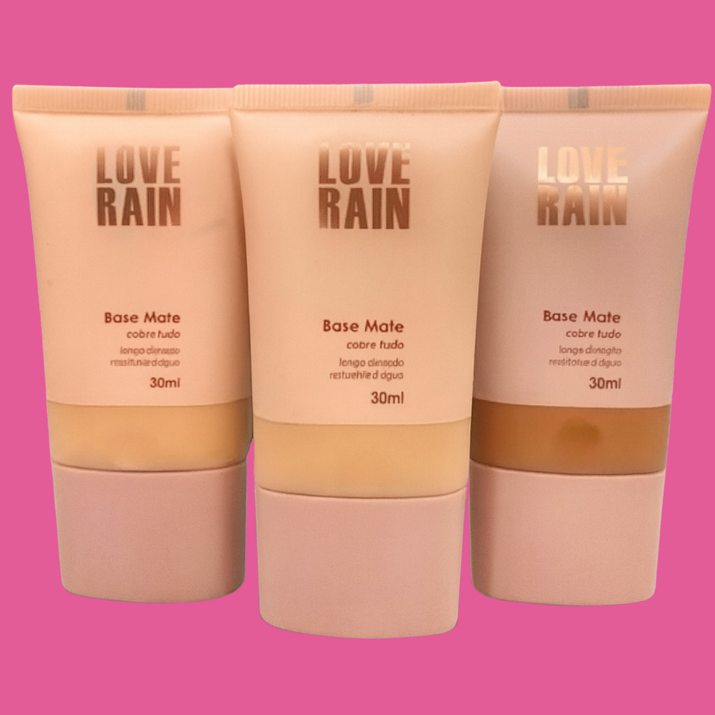 Base Love Rain Matte Alta Cobertura Longa Duração Resistente à Água em Oferta na Shopee