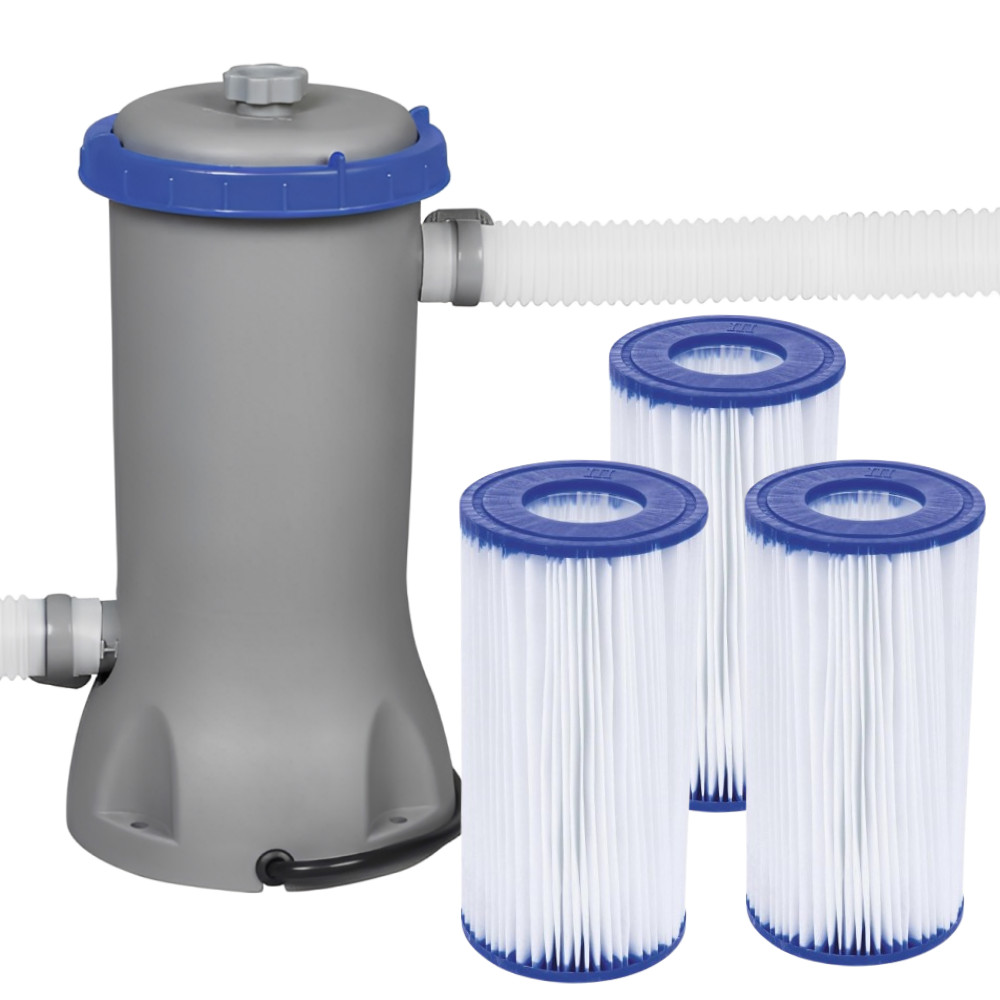 Kit Bomba Filtrante Para Piscina 2006L/H 127V 127V + 3 Cartuchos Bestway