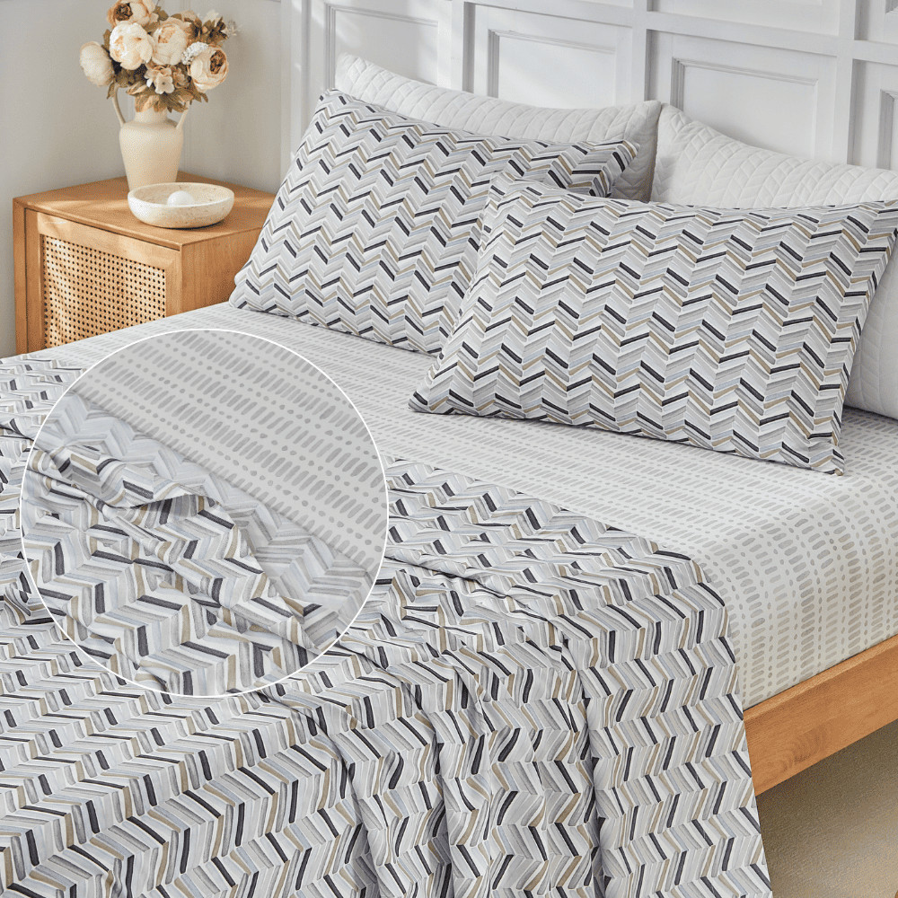 Jogo de Lençol Ivery 4 Peças Percal 300 Fios Estampado Casal Queen em Oferta na Shopee