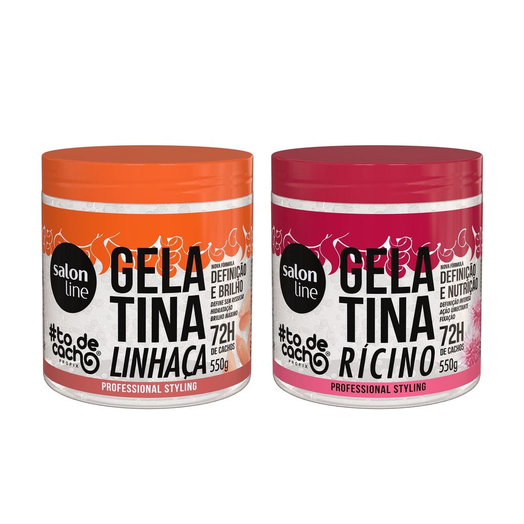 Kit Gelatina Linhaça + Gelatina Óleo de Rícino #todecacho Salon Line em Oferta na Shopee