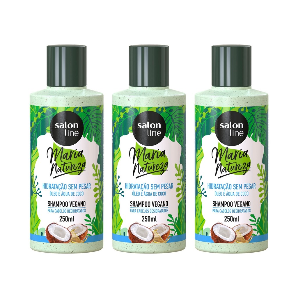 Kit 3 Shampoos Maria Natureza Hidratação Sem Pesar Salon Line