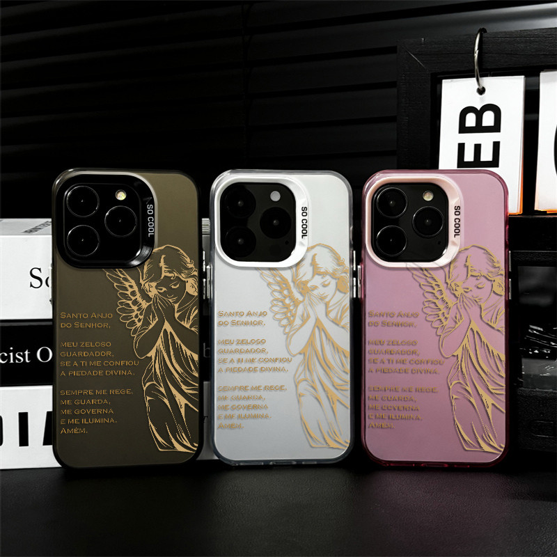 Capinha Capa Oraçäo Santo Anjo Para iPhone 11 12 13 15 14 16 Pro Max Xr Xs Max 7+ 8 Plus 12 pro 14 pro 15 Plus Case