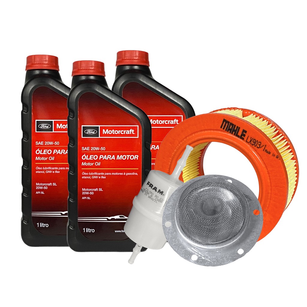 Kit Revisão Fusca 1300 1500 1600 Óleo 20W50 Motorcraft + Filtros Mahle Fram Jahu