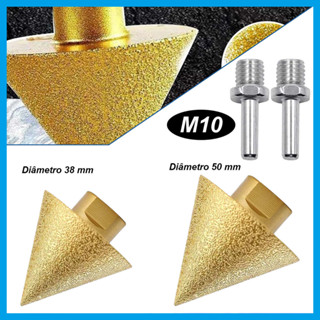Broca diamantada M10, revestimento dourado, com haste M10 para esmerilhadeira, Broca para alargamento de furos em Oferta na Shopee